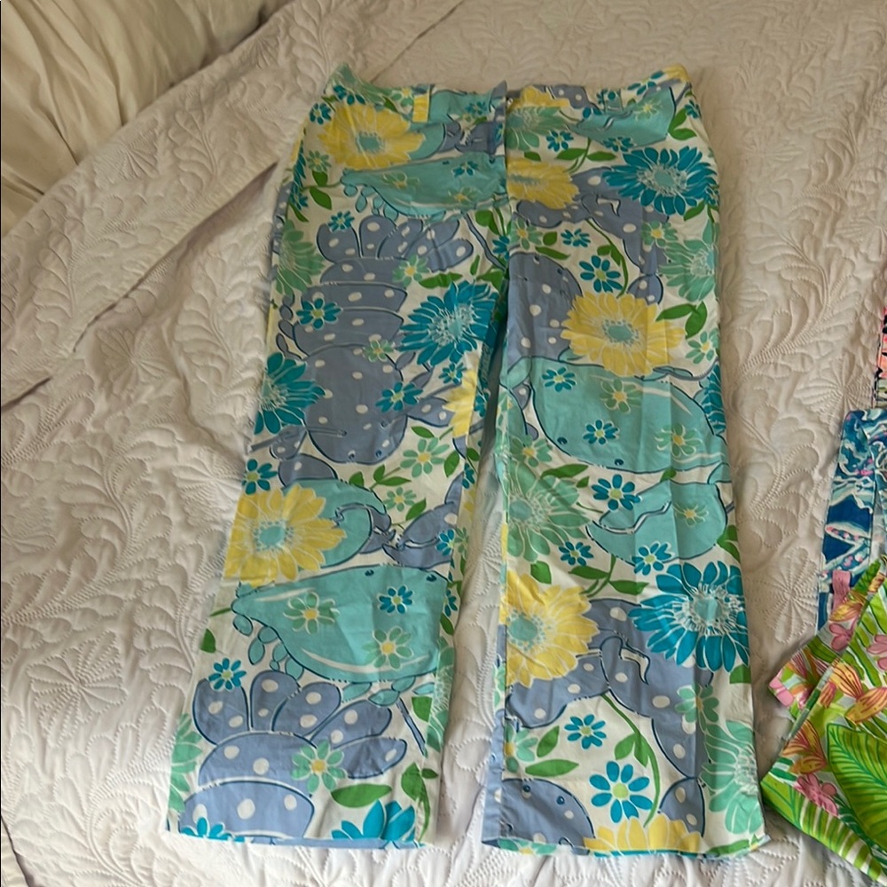 VINTAGE LILLY PULITZER Pants in Blue, teal and Yellow size 10